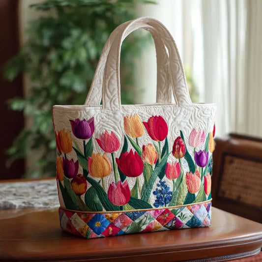 Padded Tote Bag - Tulip Garden