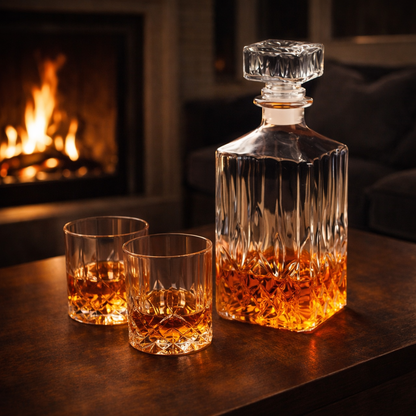 Bouteille de Whisky - Ensemble avec Bouteille et Verre