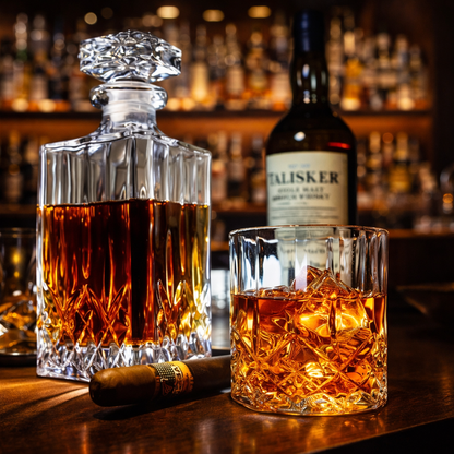 Bouteille de Whisky - Ensemble avec Bouteille et Verre