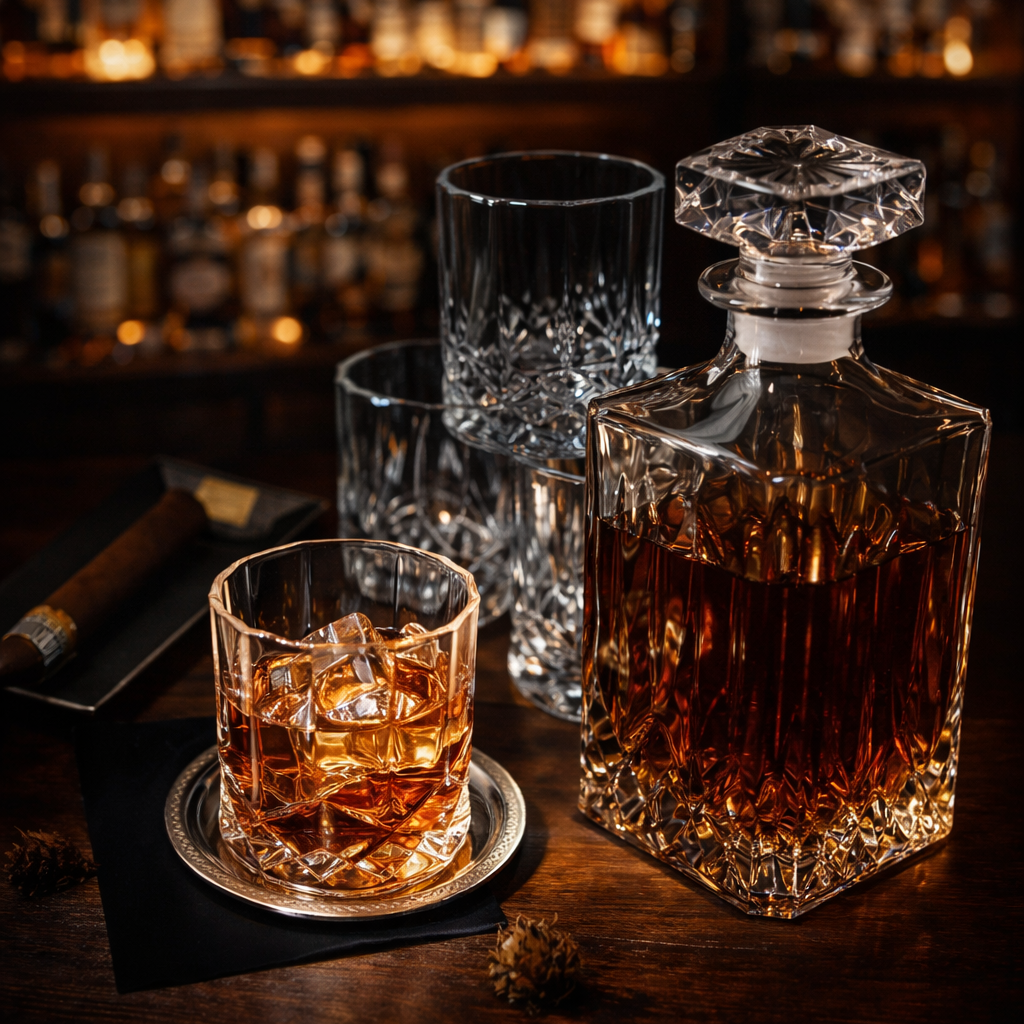 Bouteille de Whisky - Ensemble avec Bouteille et Verre