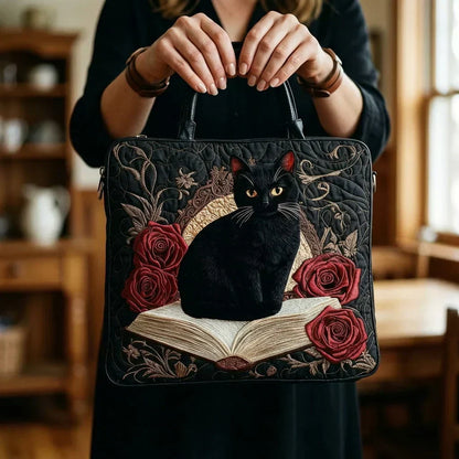Artisan Padded Bag - Black Cat on Books