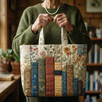 Padded Artisan Bag - Books and Flowers