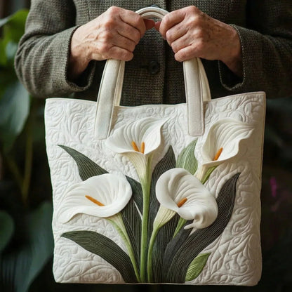 Padded Handbag - White Sunflowers