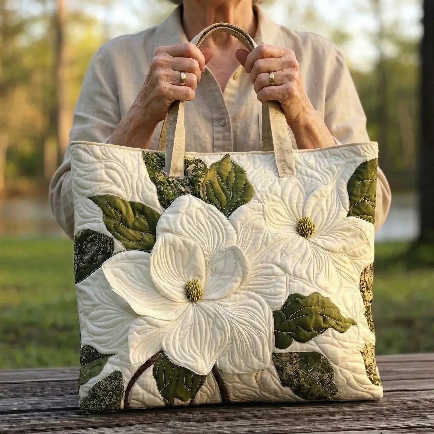 Padded Artisan Handbag - Elegant White Lirii