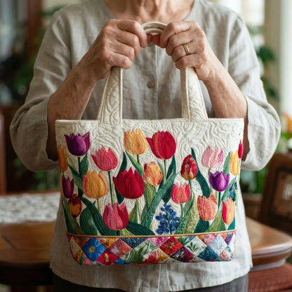 Padded Tote Bag - Tulip Garden