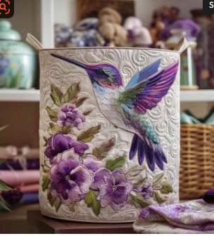 Evie | Hummingbird Floral Laundry Basket
